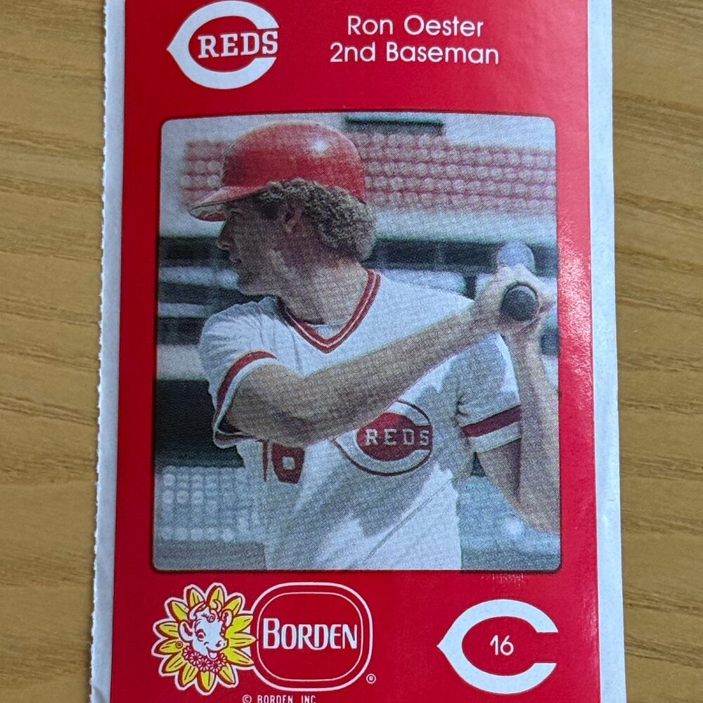 1984 Borden Dairy Sticker Ron Oester Super Rare Cincinnati Reds MLB Baseball